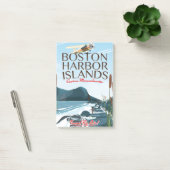 Boston Harbour Massachusetts Flight Poster Post-it Klebezettel (Büro)