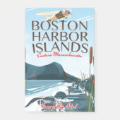 Boston Harbour Massachusetts Flight Poster Post-it Klebezettel (Vorderseite)