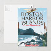 Boston Harbour Massachusetts Flight Poster Postkarte (Vorne/Hinten)