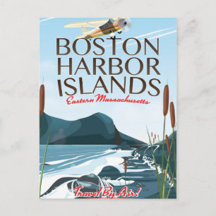 Boston Harbour Massachusetts Flight Poster Postkarte