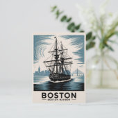 Boston Harbour New England Retro Coastal Nautical Postkarte (Stehend Vorderseite)