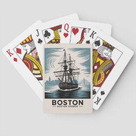 Boston Harbour Retro Tall Ship Vintag Nautical Spielkarten