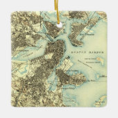 Boston Harbour Vintage Karte Keramikornament (Vorderseite)
