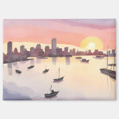 Boston Harbour | Wasserfarbe Stadt Massachusetts Magnet (Vorderseite)