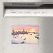Boston Harbour | Wasserfarbe Stadt Massachusetts Magnet (In Situ (Geschirrspüler))