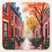 Boston Herbst Aquarell Beacon Hill Massachusetts Rechteckiger Pappuntersetzer (Vorderseite)
