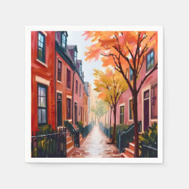 Boston Herbst Aquarell Beacon Hill Massachusetts Serviette
