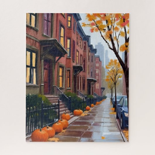Boston Herbst-Braunsteine Kürbis Aquarell Puzzle (Vertikal)