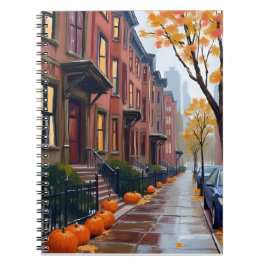 Boston Herbst Brownstones Kürbis Aquarell Notizblock