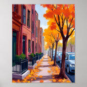 Boston Herbstfallen Folien Wasserfarbe Poster (Vorne)