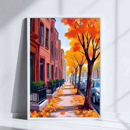 Boston Herbstfallen Folien Wasserfarbe Poster