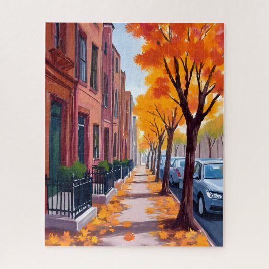 Boston Herbstlaub Aquarell Puzzle (Vertikal)