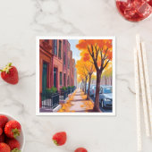 Boston Herbstlaub Wasserfarbe Serviette (Beispiel)