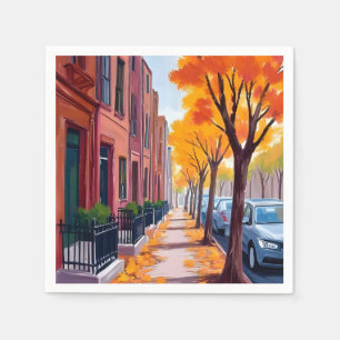 Boston Herbstlaub Wasserfarbe Serviette