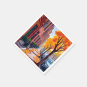 Boston Herbstlaub Wasserfarbe Serviette (Ecke)