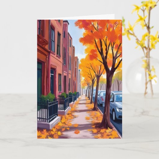 Boston Herbstlaub Wasserfarben Karte (Gelbe Blume)