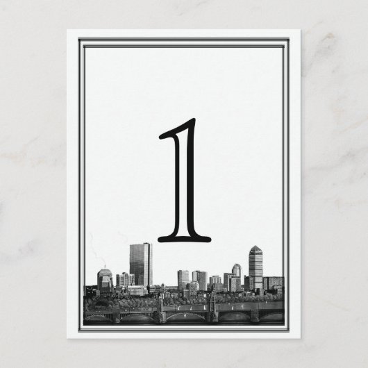 Boston Hochzeit in Urlaubsort Tischnummer (Vorderseite)