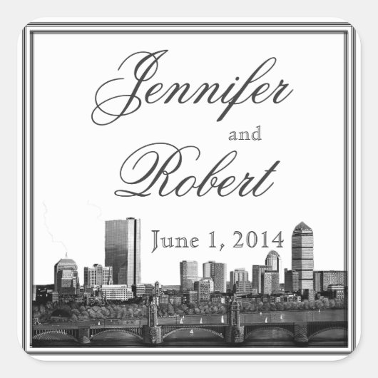 Boston Hochzeit in Urlaubsort Umschlag Aufkleber (Vorderseite)