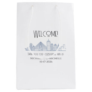 Boston Hochzeit personalisierte Willkommens-Tasche Mittlere Geschenktüte