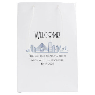 Boston Hochzeit personalisierte Willkommens-Tasche Mittlere Geschenktüte