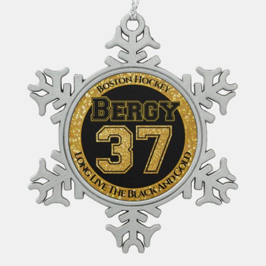 Boston Hockey Bergy 37 Schneeflocken Zinn-Ornament (Vorderseite)