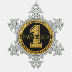 Boston Hockey Swayman 1 Schneeflocken Zinn-Ornament