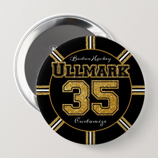 Boston Hockey Ullmark 35 Button (Vorne & Hinten)