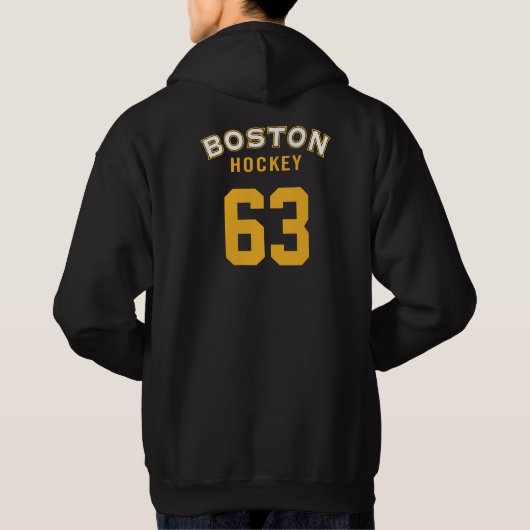 Boston-Hockeyschwarzes mit Kapuze Sweatshirt (Rückseite)