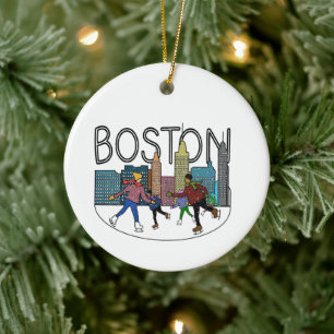 Boston Ice Skaten personalisieren den Rücken Keramik Ornament