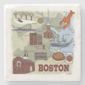 Boston Illustriert Map Marble Untersetzer (Vorderseite)