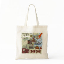 Boston Illustriert Map Tote Bag