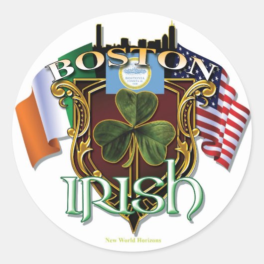 Boston Irish Pride Runder Aufkleber (Vorderseite)