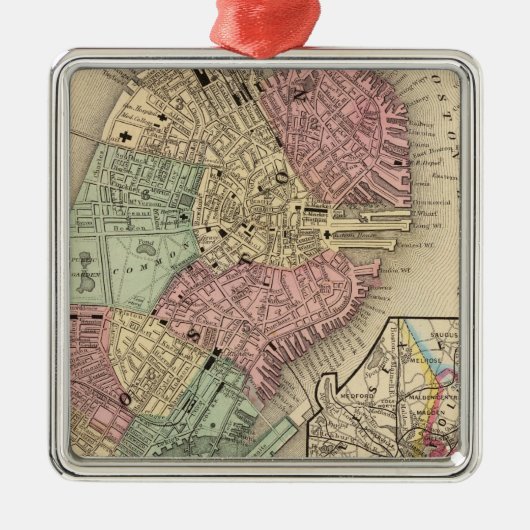 Boston-Karte durch Mitchell Ornament Aus Metall (Vorne)