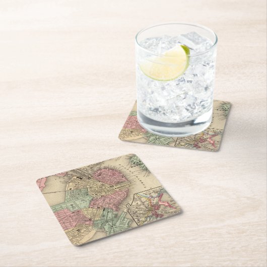 Boston-Karte durch Mitchell Rechteckiger Pappuntersetzer (Vor Ort)