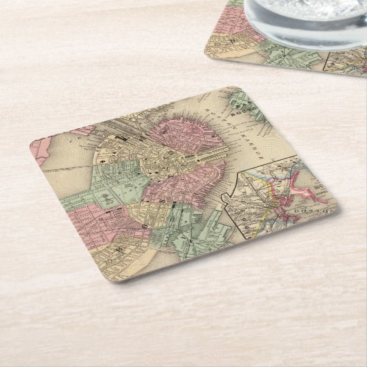 Boston-Karte durch Mitchell Rechteckiger Pappuntersetzer (angewinkelt)