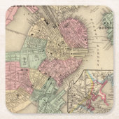 Boston-Karte durch Mitchell Rechteckiger Pappuntersetzer (Vorderseite)