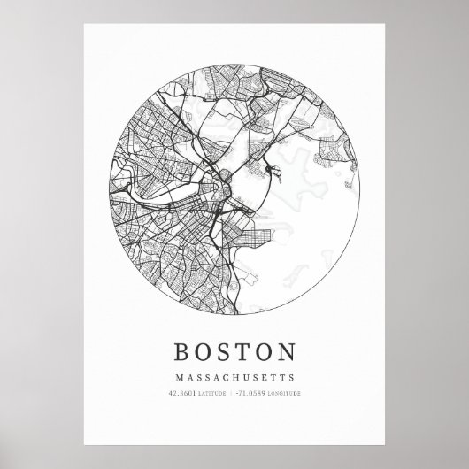 Boston Kartografie Karte Poster (Vorne)