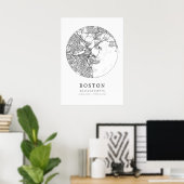 Boston Kartografie Karte Poster (Heimbüro)