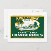 Boston Kings Highway-Markenzeichen Cranberry Label Postkarte (Vorne/Hinten)