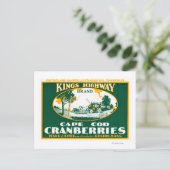 Boston Kings Highway-Markenzeichen Cranberry Label Postkarte (Stehend Vorderseite)