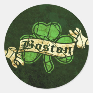 Boston Kleeblatt Vintag Style Runder Aufkleber