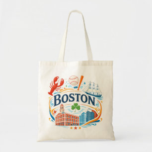 Boston Küsten-Reiseillustration Tragetasche