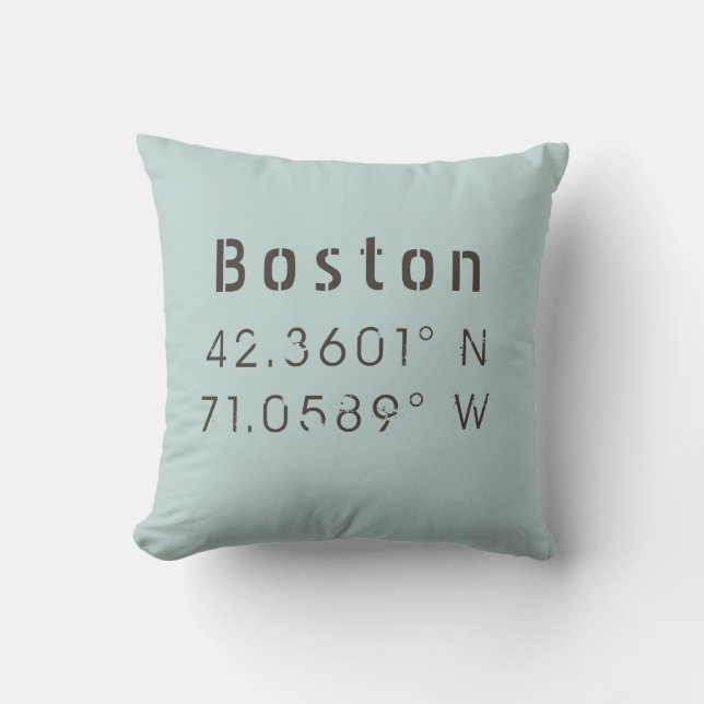 Boston Längengrad Latitude Throw Kissen (Vorderseite)