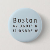 Boston Latitude Longitude Button (Vorderseite)