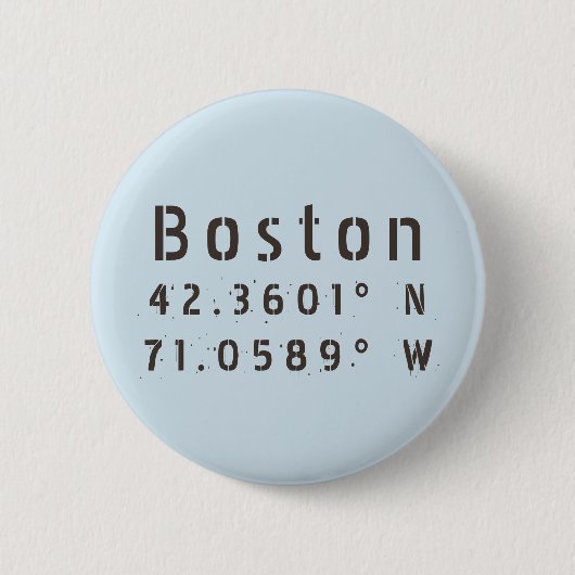 Boston Latitude Longitude Button (Vorderseite)