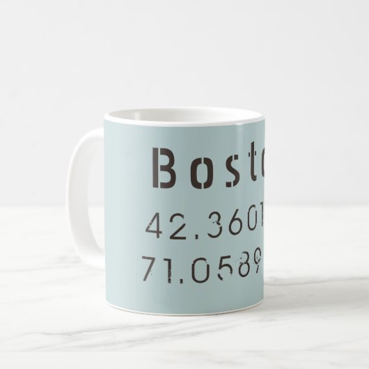Boston Latitude & Longitude Kaffeetasse (Vorderseite Links)