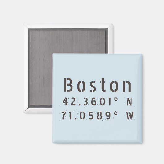 Boston Latitude Longitude Magnet (Vorderseite/Rückseite)