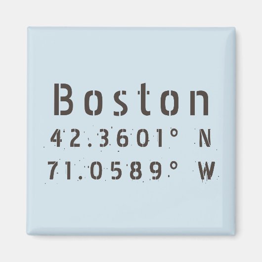 Boston Latitude Longitude Magnet (Vorne)