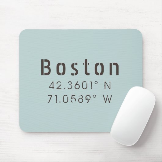 Boston Latitude Longitude Mousepad (Mit Mouse)