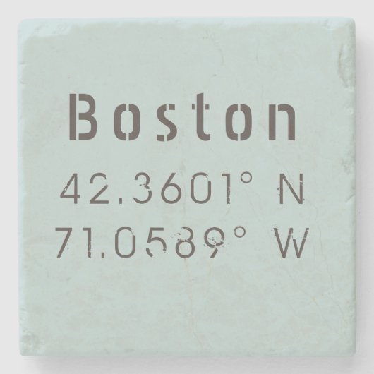 Boston Latitude Longitude Steinuntersetzer (Vorderseite)